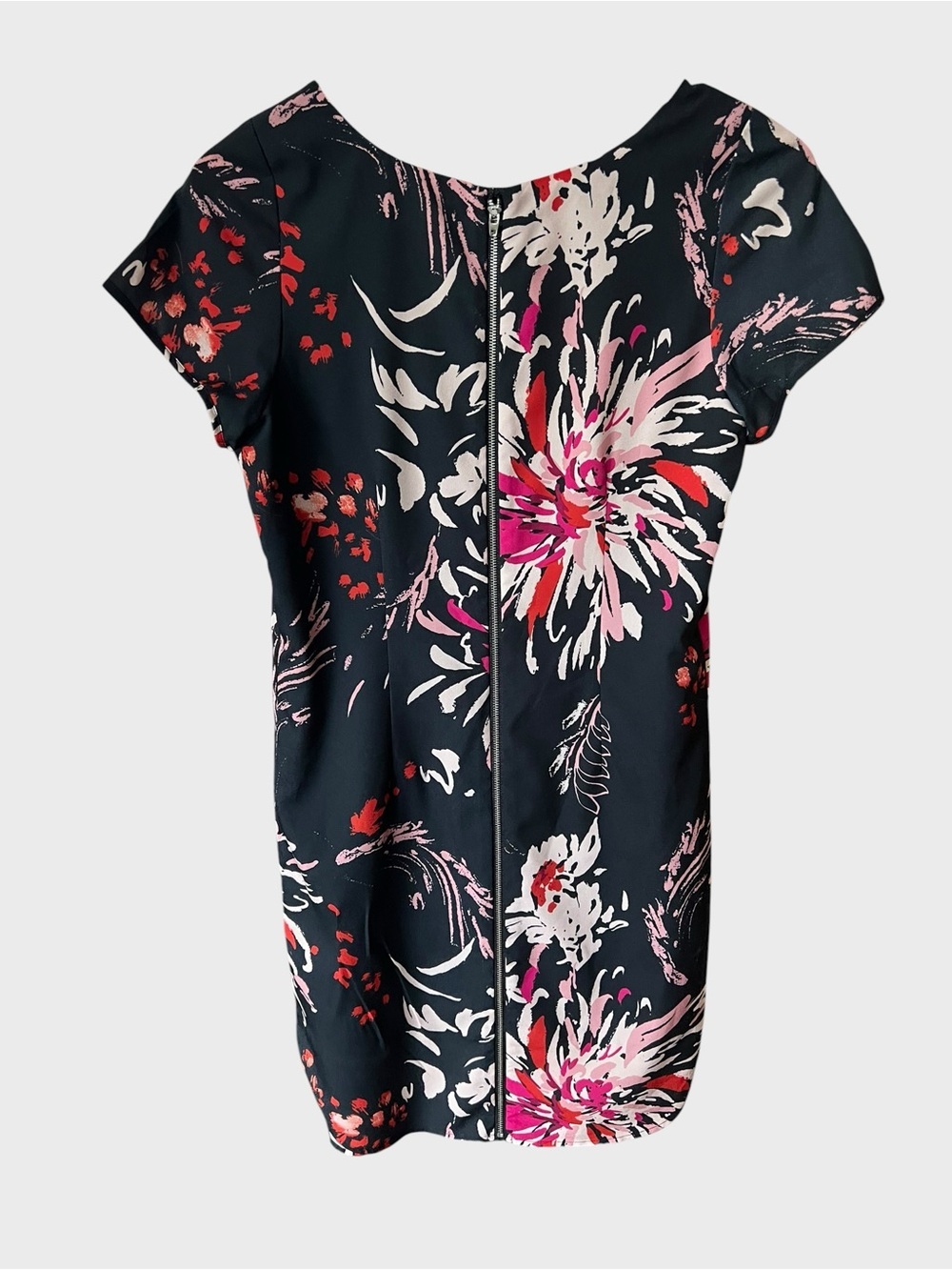 Yumi Kim Floral Shift Dress - Black with Pink & Red Accents